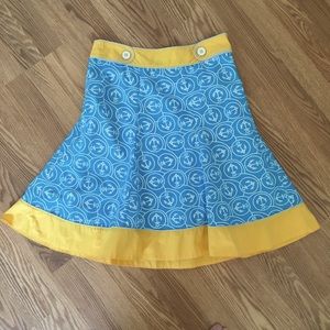 L.L. Bean Flared blue yellow‎ Anchor flared Skirt size 2
